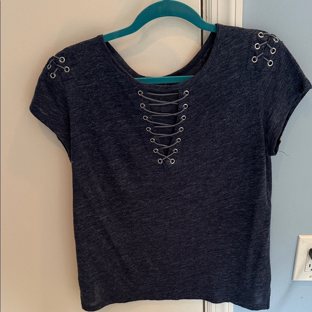 Generation Love Navy Lace-Up Women's Top
